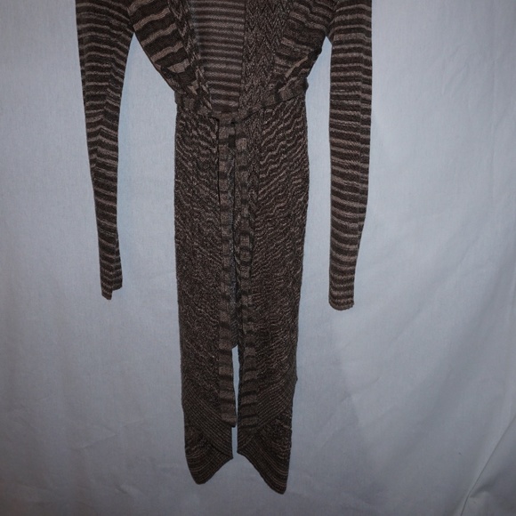 ELI TAHARI Long Waterfall cardigan belted chevron - Picture 4 of 9